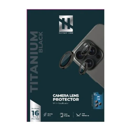 Elephant Horn Camera Lens Protector With Applicator 16Pro/16Promax - Black Titanium.